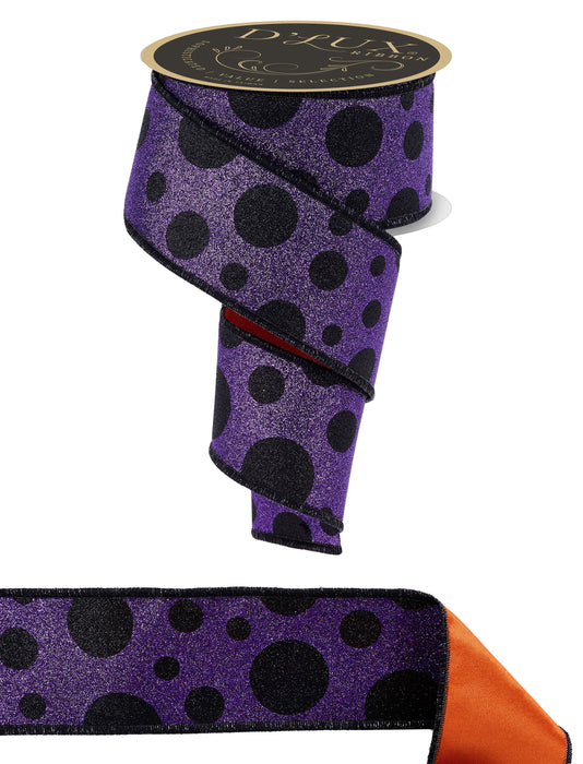 2.5"X10Yd Giant Multi Polka Dots/Fused Black/Purple/Orange LX323602