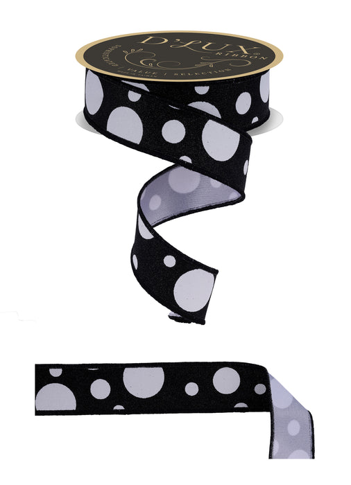 1.5"X10Yd Giant Multi Polka Dots/Fused White/Black LX323827