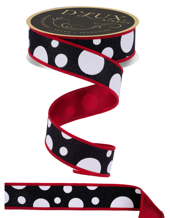 1.5"X10Yd Giant Multi Polka Dots/Fused White/Black/Red LX3238X6