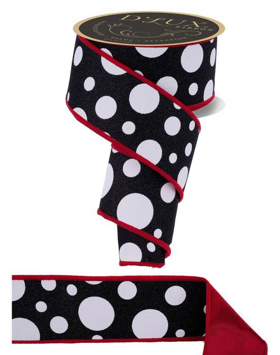 2.5"X10Yd Giant Multi Polka Dots/Fused White/Black/Red LX3239X6