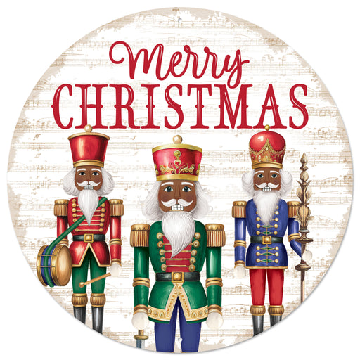 12"Dia Merry Christmas Nutcracker Sign Dk Skin/Red/Green/Blue MD1667C8 - DecoExchange®