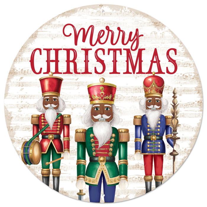 12"Dia Merry Christmas Nutcracker Sign Dk Skin/Red/Green/Blue MD1667C8 - DecoExchange®