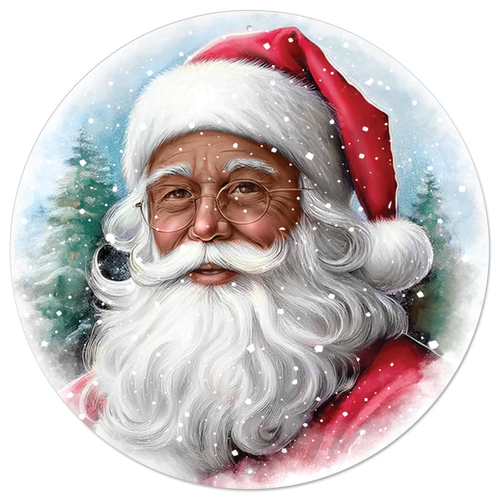 12"Dia Santa Portrait W/Glasses Brown/Red/White/Lt Blue MD167202