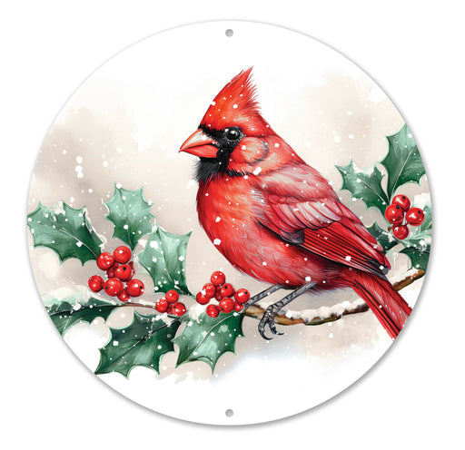 8"Dia Metal Winter Cardinal Sign Red/Green/White/Black MD1696E4 - DecoExchange®