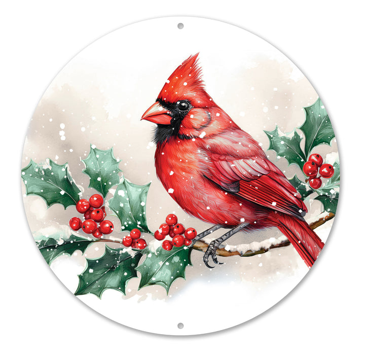 8"Dia Metal Winter Cardinal Sign Red/Green/White/Black MD1696E4 - DecoExchange®