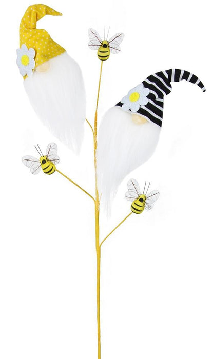 28"L Fabric/Styro Bee Gnome Spray Yellow/Black/White MN0190