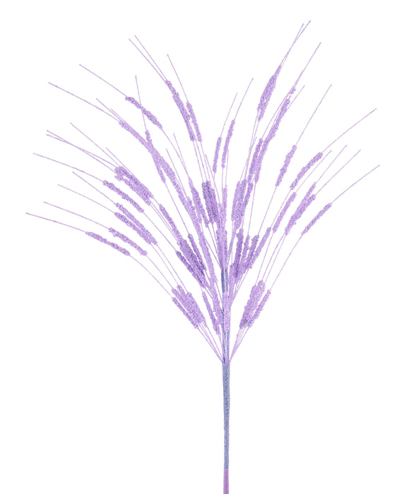 22"L Irid Glttr Mini Bead Cattail Spray Lavender MN053213