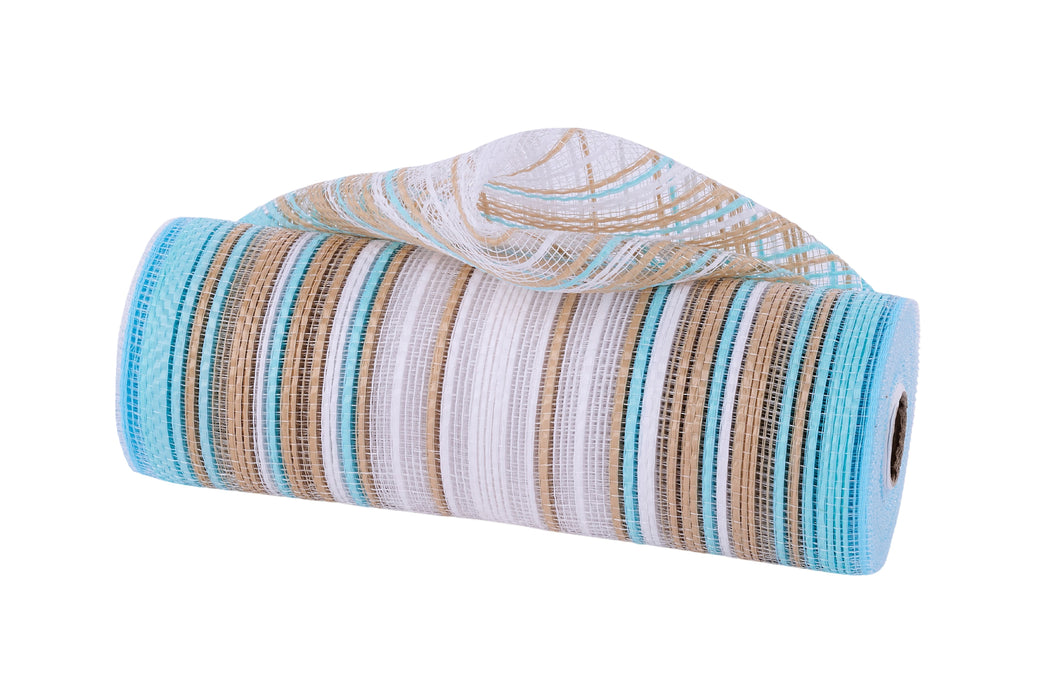 10"X10Yd Vertical Ombre Stripe Mesh Robin Egg/Natural/White RE13861X