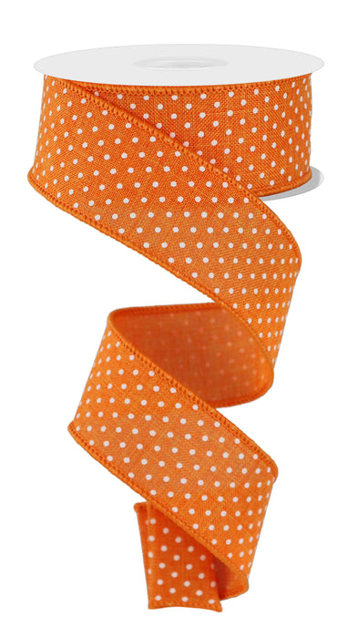 1.5"X10Yd Raised Swiss Dots On Royal New Orange/White RG01651HW