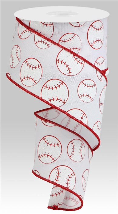 2.5"X10Yd Glitter Baseball On Royal White/Red RGA117127