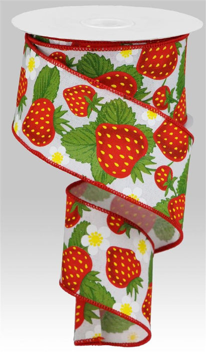 2.5"X10Yd Strawberries/Faux Royal White/Yellow/Red/Green RGA118427