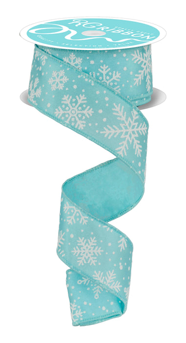 1.5"X10Yd Multi Snowflake On Satin Ice Blue/White RGE1411H1 - DecoExchange®