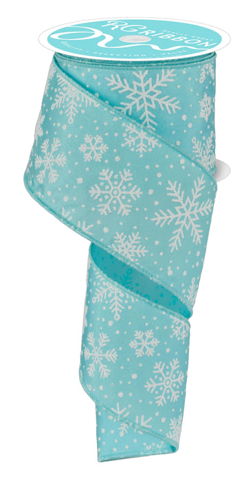 2.5"X10Yd Multi Snowflake On Satin Ice Blue/White RGE1412H1 - DecoExchange®