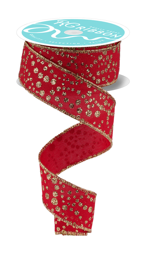1.5"X10Yd Mini Glitter Dots Red/Gold RGF171936 - DecoExchange®