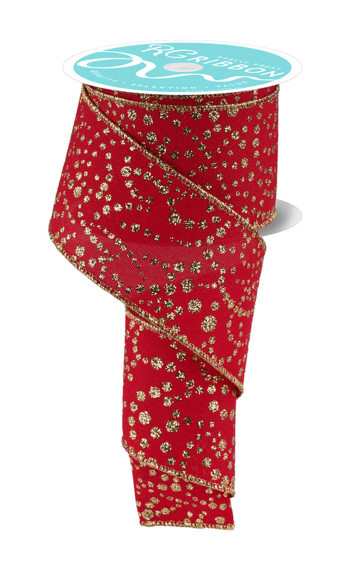 2.5"X10Yd Mini Glitter Dots Red/Gold RGF172036 - DecoExchange®