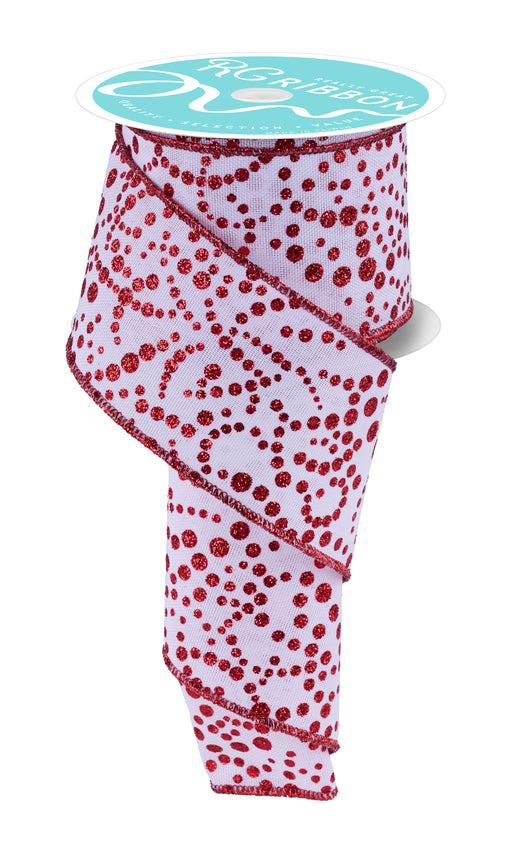 2.5"X10Yd Mini Glitter Dots White/Red RGF172067 - DecoExchange®
