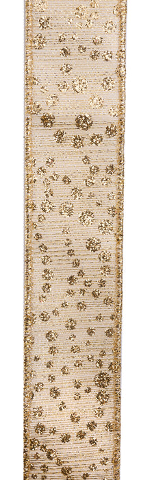 1.5"X10Yd Mini Glitter Dots/Metallic Gold RGF172608 - DecoExchange®