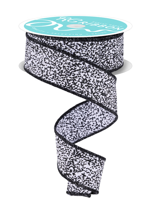 1.5"X10Yd Snow Glitter White/Black RGF181302