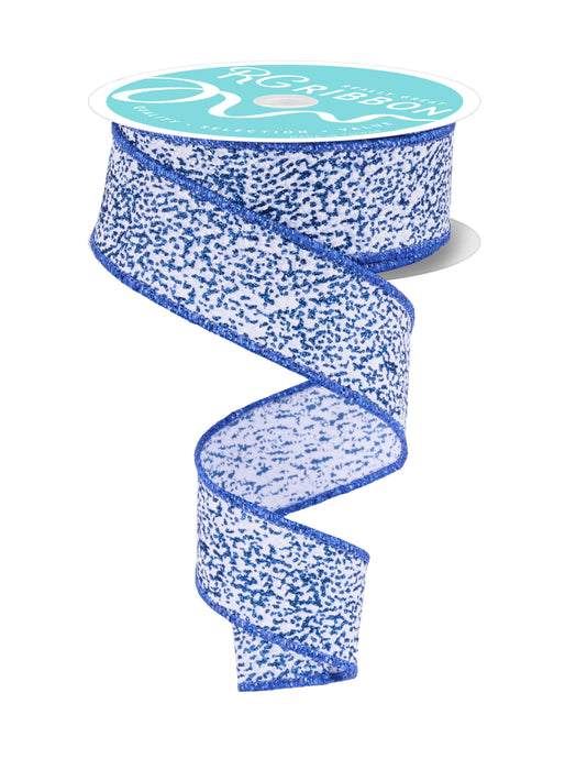 1.5"X10Yd Snow Glitter White/Navy RGF181319