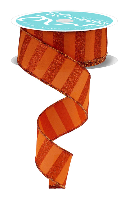 1.5"X10Yd Horizontal Glitter Stripes Orange RGF196620