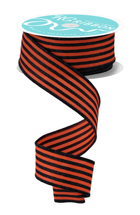 1.5"X10Yd Glitter Vertical Stripe Dark Orange/Black RGF1970P2