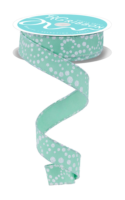 7/8"X10Yd Mini Glitter Dots Mint Green/Irid White RGF7733AN - DecoExchange®