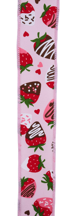 1.5"X10Yd Chocolate Covered Strawberries Pale Pink/Multi RGH106915 - DecoExchange®