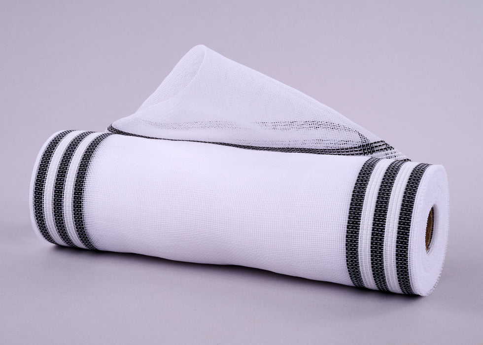 10.25"X10Yd Fine Weave Border Stripe White/Black RY5008F6
