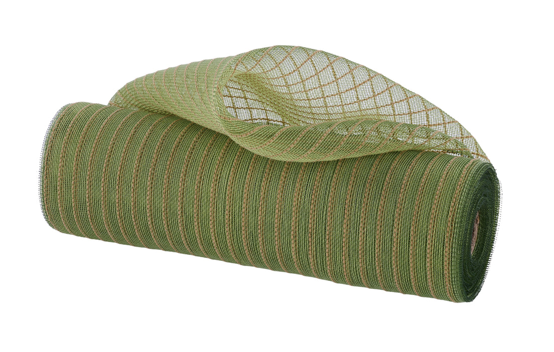 10.25"X10Yd Fine Weave Faux Jute Mesh Moss/Apple/Natural RY502632