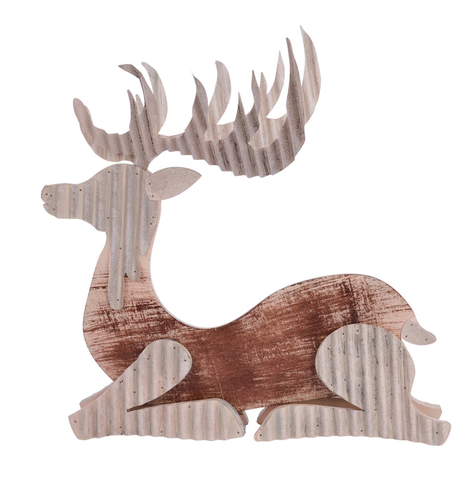 17.5"L X 17"H Plywood Laying Reindeer Brown/Cream XF3272 - DecoExchange®