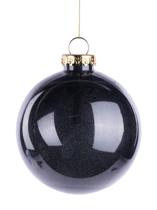 120Mm Dia Lacquer Look Glitter Ball Orn Black XH966602 - DecoExchange®