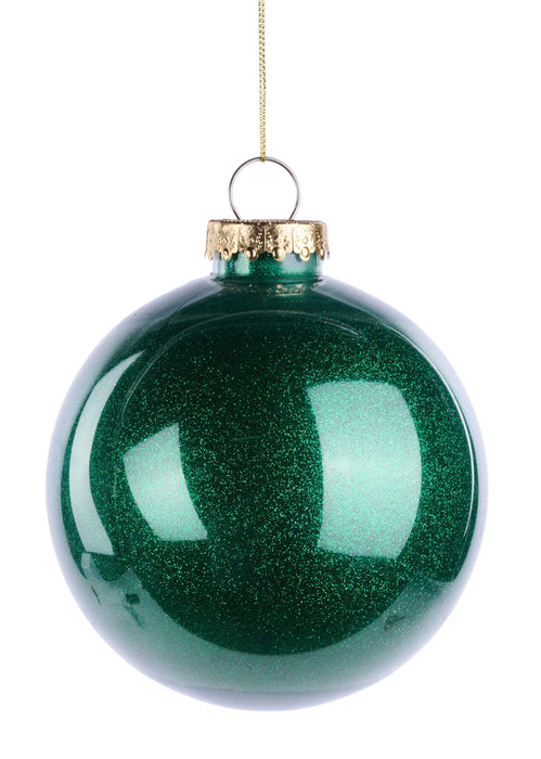 120Mm Dia Lacquer Look Glitter Ball Orn Emerald Green XH966606 - DecoExchange®