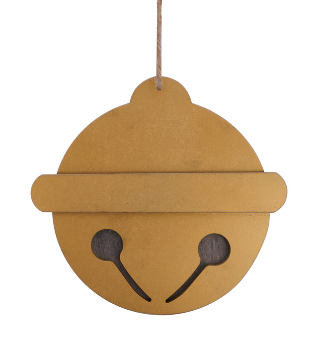 9.25"W X 8.75"H Wood Jingle Bell Orn Antique Gold XJ706408 - DecoExchange®