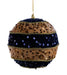 5.5"Dia Velvet/Sequin Striped Ball Orn Navy Blue/Gold XJ715067 - DecoExchange®