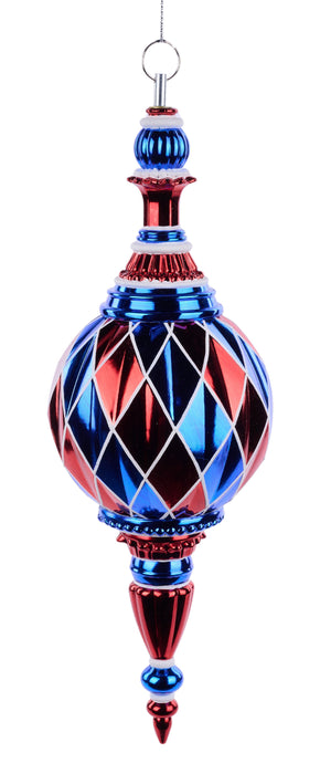 460Mm Diamond Painted/Glitter Finial Orn Red/White/Blue XJ7291W9
