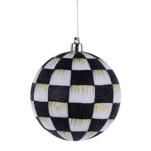 100Mm Check Glitter Ornament Black/White XJ7297TX - DecoExchange®