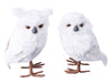 2 Asst 8"H-9.25"H Faux Fur Standing Owl White/Silver XN8174 - DecoExchange®