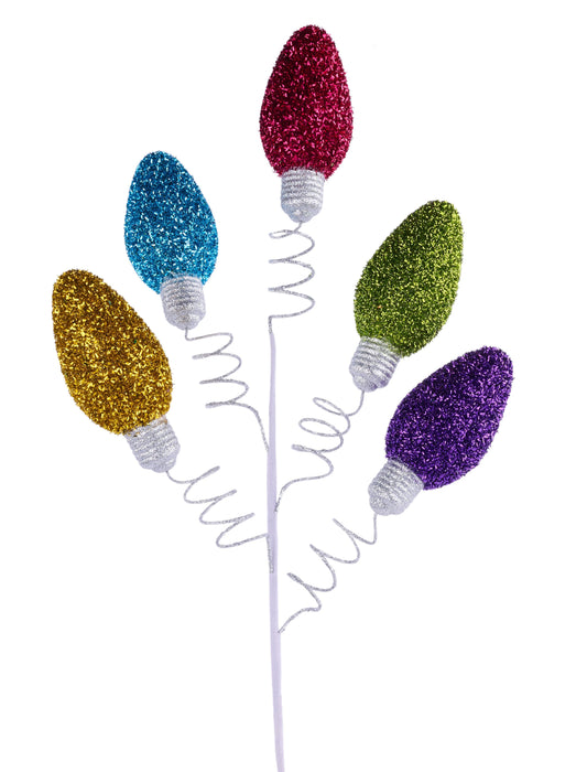 36"L V-Cut Glitter Light Bulb Spray X5 Pnk/Prpl/Turq/Lime/Ylw XP1046W4 - DecoExchange®