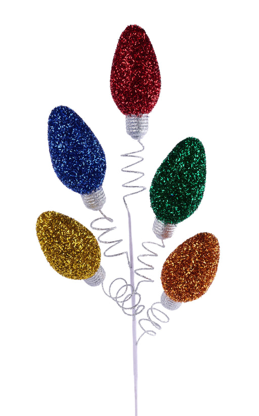 36"L V-Cut Glitter Light Bulb Spray X5 Red/Orng/Yllw/Emrld/Blue XP1046W5 - DecoExchange®