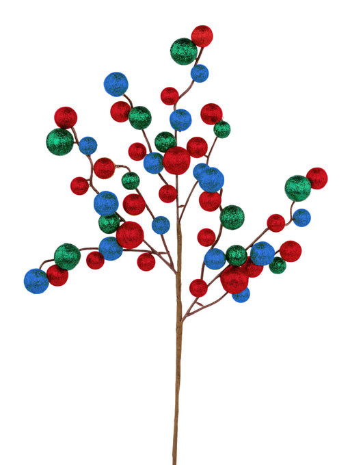 17"L Round Mixed Glitter Ball Pick Red/Emerald/Royal Blue XP3796JC - DecoExchange®