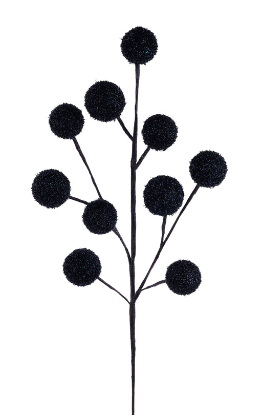 26"L Styro/Curly Foil Ball Spray Black XS141902 - DecoExchange®