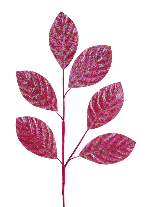 28"L Iridescent Magnolia Leaf Spray X8 Pink XS249522