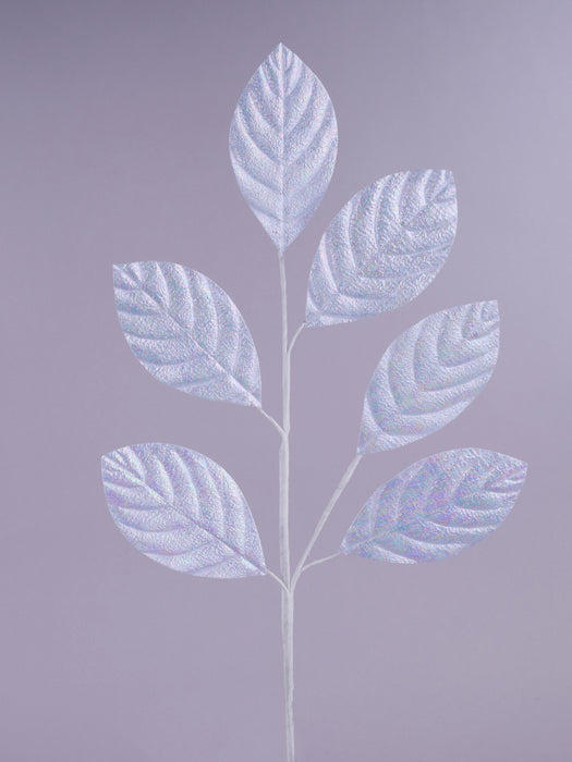 28"L Iridescent Magnolia Leaf Spray X7 White XS249527