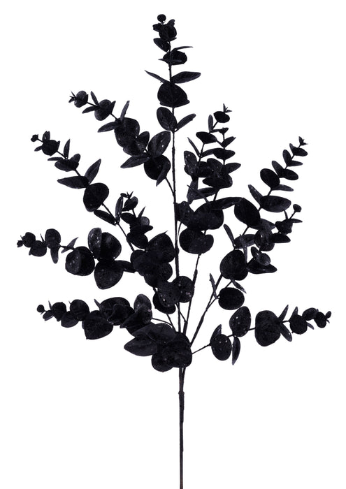 33.5"L Glitter Seeded Eucalyptus Spray Black XS2511C9 - DecoExchange®