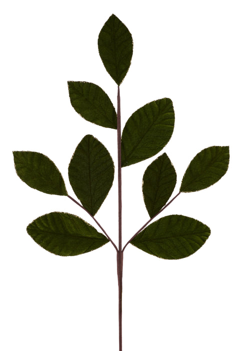 27"L Velvet/Glitter Leaf Spray Moss Green/Gold XS2540C4 - DecoExchange®
