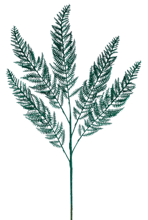 27"L Glitter Fern Spray Hunter Green XX971712 - DecoExchange®
