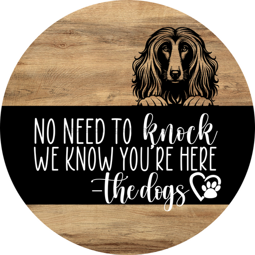 Dog Door Hanger, Hello Brought Treats Door Hanger, DCO-01975-DH, 18" Round Wood