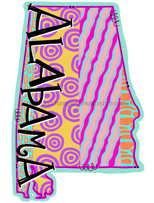 Alabama Sign State Door Hanger Wood Sign Decoe-W-0141 22