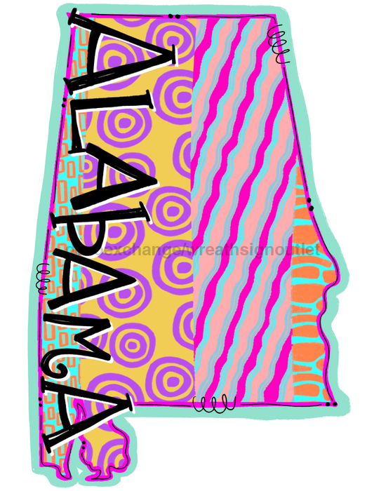 Alabama Sign State Door Hanger Wood Sign Decoe-W-0141 22