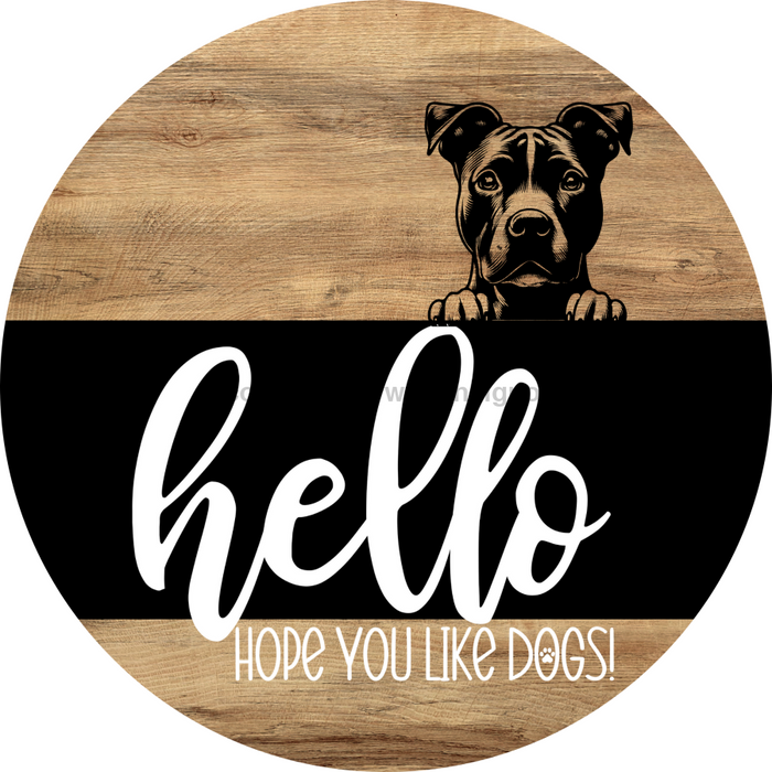 Dog Door Hanger, Hello Brought Treats Door Hanger, DCO-01975-DH, 18" Round Wood